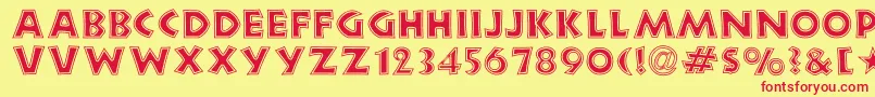 Newlandcontour Font – Red Fonts on Yellow Background