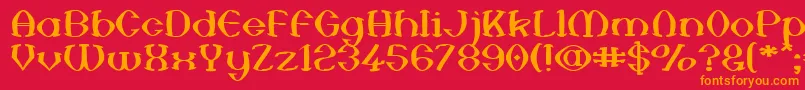 フォントAnalSatisfaction – 赤い背景にオレンジの文字