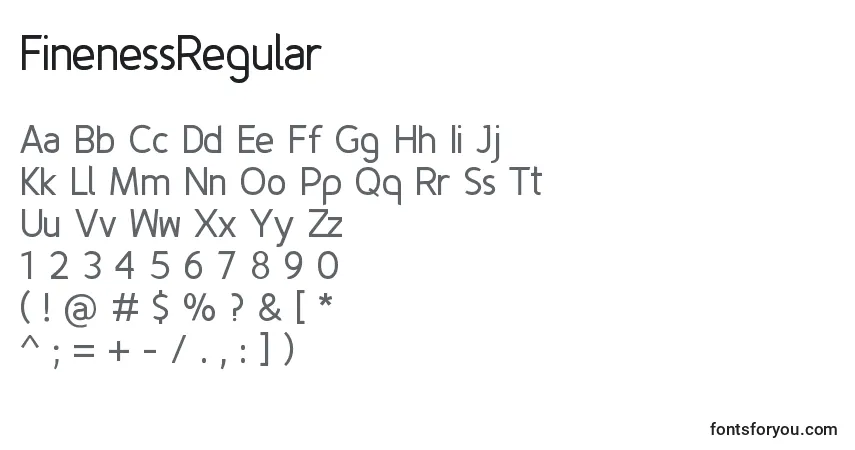 Schriftart FinenessRegular – Alphabet, Zahlen, spezielle Symbole