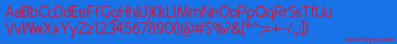 フォントFinenessRegular – 赤い文字の青い背景
