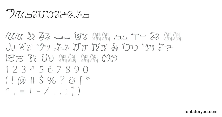 Czcionka Magiwriting – alfabet, cyfry, specjalne znaki