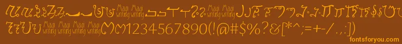 Magiwriting-Schriftart – Orangefarbene Schriften auf braunem Hintergrund