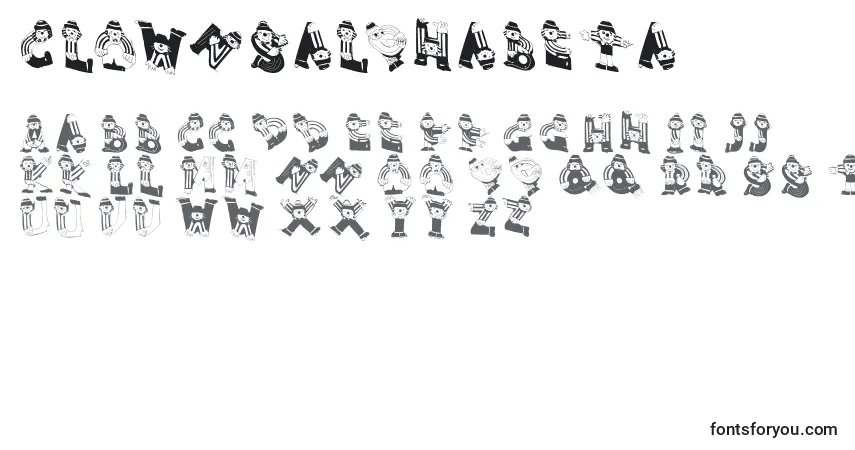 A fonte Clownsalphabeta – alfabeto, números, caracteres especiais