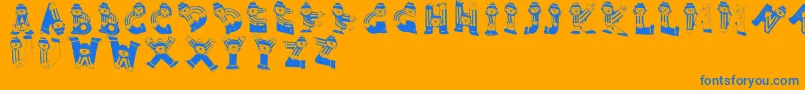 Fonte Clownsalphabeta – fontes azuis em um fundo laranja