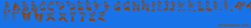 Clownsalphabeta-fontti – ruskeat fontit sinisellä taustalla