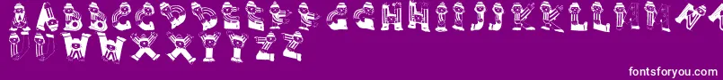Czcionka Clownsalphabeta – białe czcionki na fioletowym tle