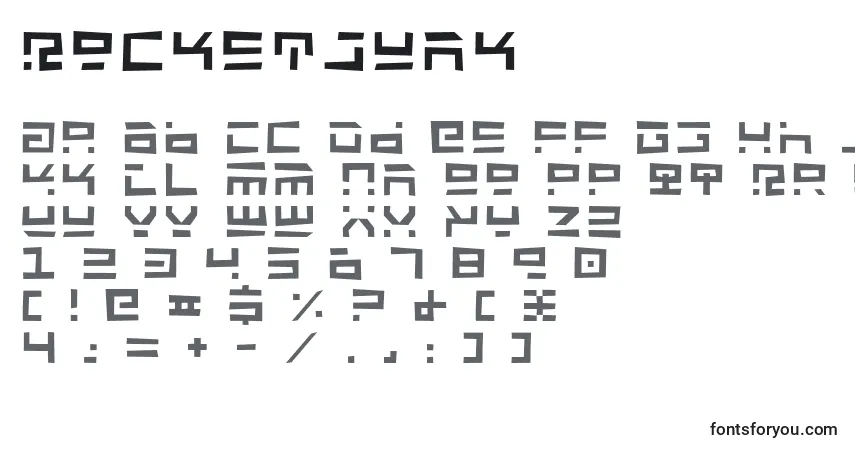 A fonte RocketJunk – alfabeto, números, caracteres especiais