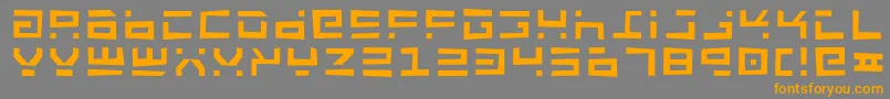 フォントRocketJunk – オレンジの文字は灰色の背景にあります。