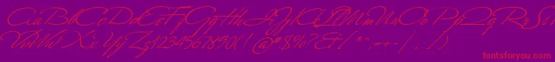 MrCanfields-Schriftart – Rote Schriften auf violettem Hintergrund