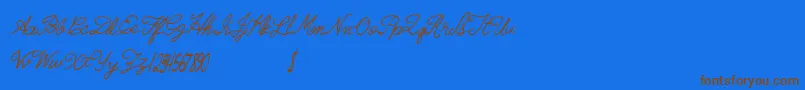 Radicalllamas-Schriftart – Braune Schriften auf blauem Hintergrund