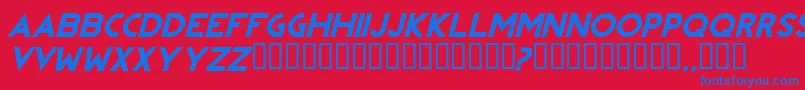 フォントRevolutionitalic – 赤い背景に青い文字