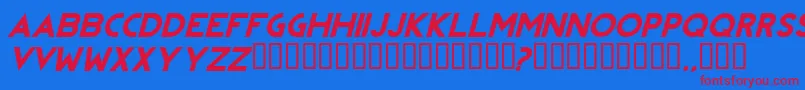 Revolutionitalic Font – Red Fonts on Blue Background