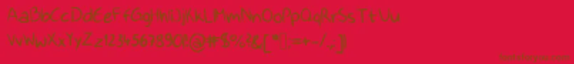 Fonte Happyhand – fontes marrons em um fundo vermelho