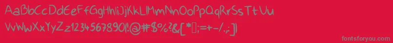 Happyhand Font – Gray Fonts on Red Background