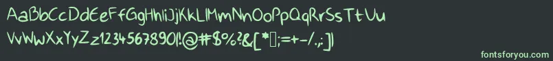 フォントHappyhand – 黒い背景に緑の文字