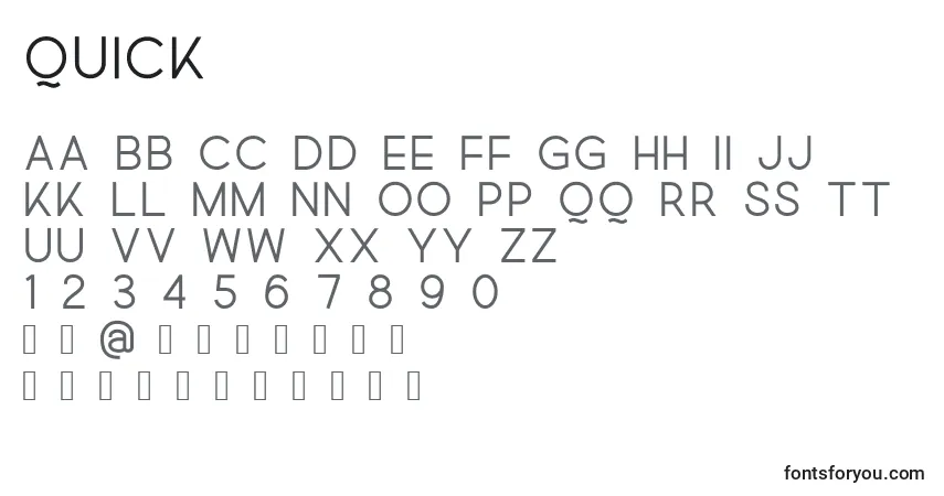 Schriftart Quick (45758) – Alphabet, Zahlen, spezielle Symbole