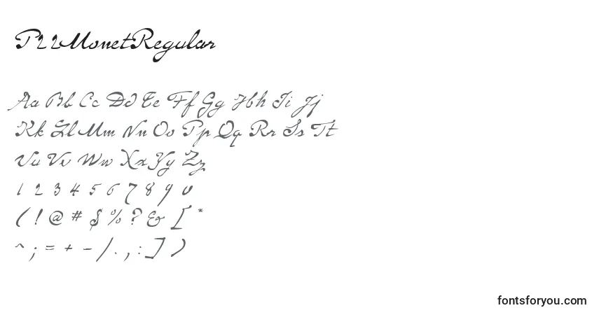 Шрифт P22MonetRegular – алфавит, цифры, специальные символы