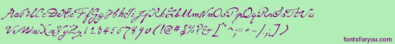 Weitere Informationen zur P22MonetRegular-Schriftart P22MonetRegular-Schriftart – Violette Schriften auf grünem Hintergrund