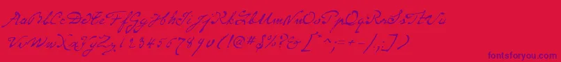 P22MonetRegular-Schriftart – Violette Schriften auf rotem Hintergrund