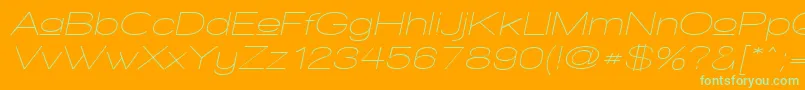 WalkwayUpperObliqueExpand-Schriftart – Grüne Schriften auf orangefarbenem Hintergrund