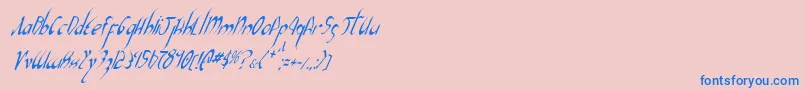 Xaphan2ci-Schriftart – Blaue Schriften auf rosa Hintergrund