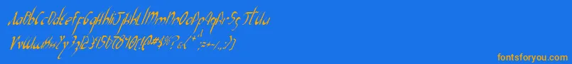 Xaphan2ci Font – Orange Fonts on Blue Background