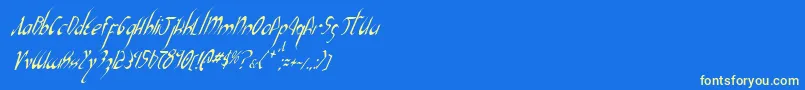 Xaphan2ci-Schriftart – Gelbe Schriften auf blauem Hintergrund