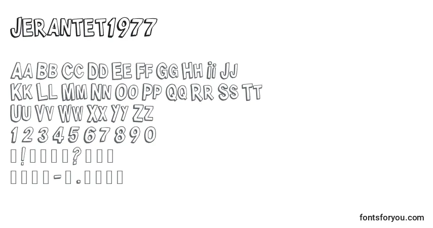 Czcionka Jerantet1977 – alfabet, cyfry, specjalne znaki