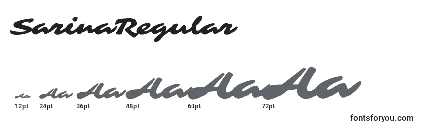 Размеры шрифта SarinaRegular