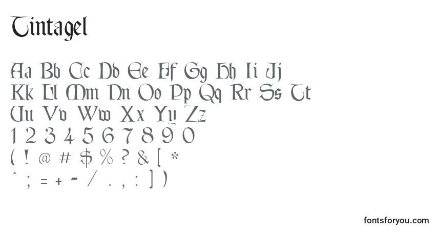 Tintagel-fontti – aakkoset, numerot, erikoismerkit