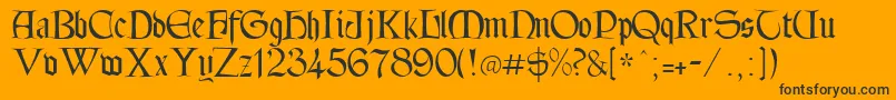 Tintagel-Schriftart – Schwarze Schriften auf orangefarbenem Hintergrund
