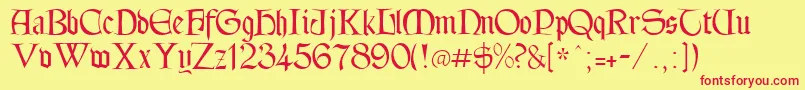 Tintagel Font – Red Fonts on Yellow Background