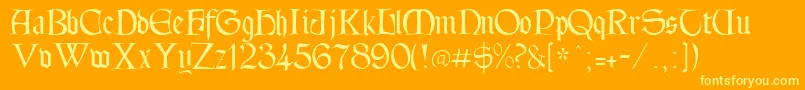 Tintagel Font – Yellow Fonts on Orange Background
