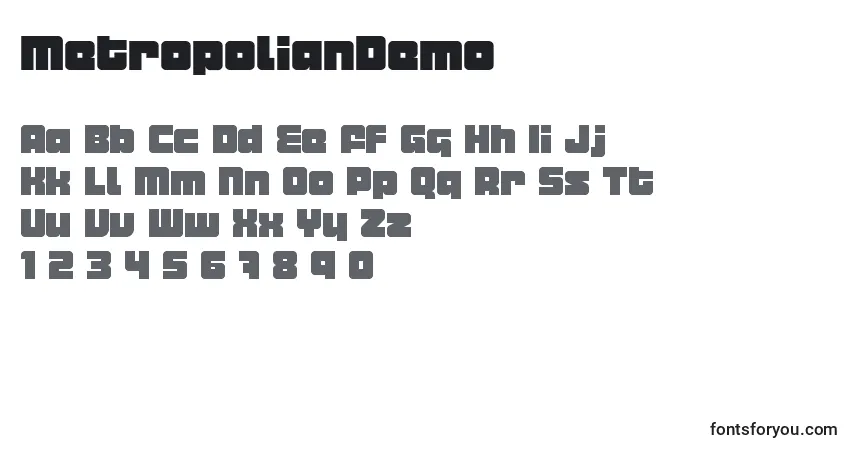 Шрифт MetropolianDemo – алфавит, цифры, специальные символы