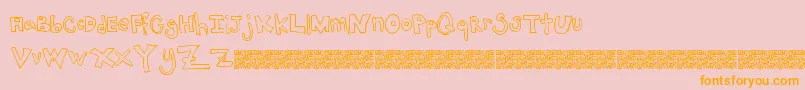Jacktrades-Schriftart – Orangefarbene Schriften auf rosa Hintergrund