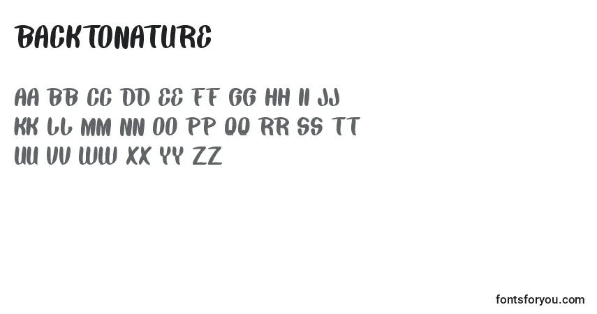 Czcionka BackToNature – alfabet, cyfry, specjalne znaki