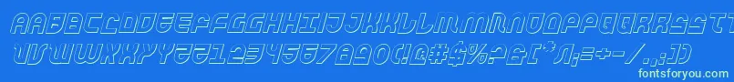 TrekTrooper3DItalic Font – Green Fonts on Blue Background