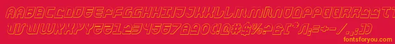 TrekTrooper3DItalic-Schriftart – Orangefarbene Schriften auf rotem Hintergrund