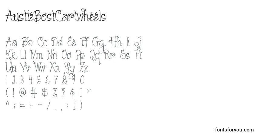 Czcionka AustieBostCartwheels – alfabet, cyfry, specjalne znaki