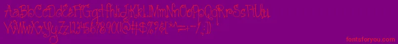 AustieBostCartwheels-Schriftart – Rote Schriften auf violettem Hintergrund