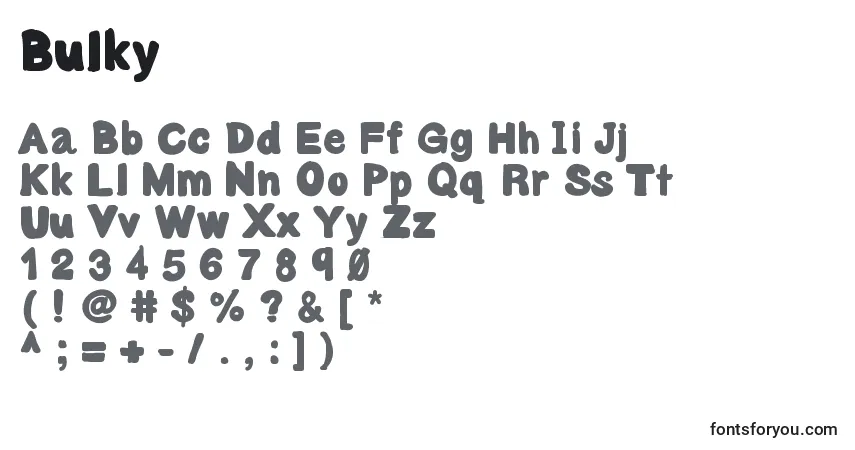Schriftart Bulky – Alphabet, Zahlen, spezielle Symbole