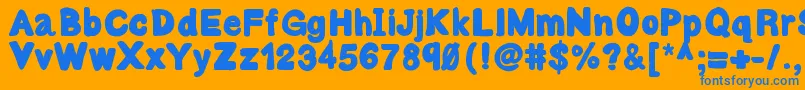 Bulky-Schriftart – Blaue Schriften auf orangefarbenem Hintergrund