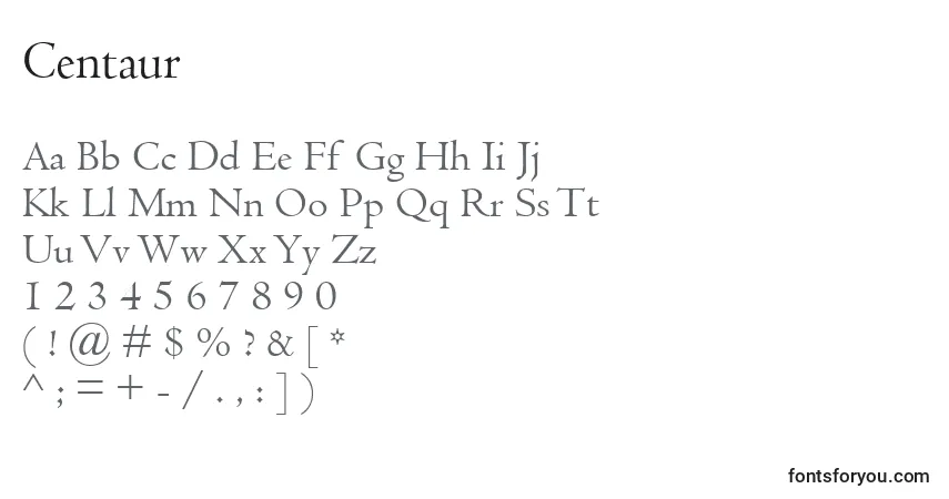 A fonte Centaur – alfabeto, números, caracteres especiais