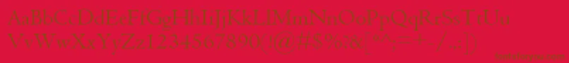 Centaur-Schriftart – Braune Schriften auf rotem Hintergrund