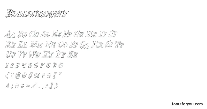 Czcionka Bloodcrowsci – alfabet, cyfry, specjalne znaki