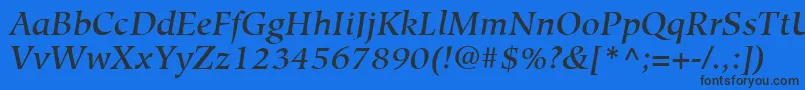 Шрифт HiroshigeLtMediumItalic – чёрные шрифты на синем фоне