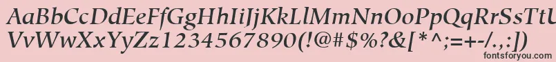 フォントHiroshigeLtMediumItalic – ピンクの背景に黒い文字