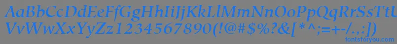 フォントHiroshigeLtMediumItalic – 灰色の背景に青い文字