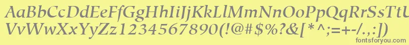 Czcionka HiroshigeLtMediumItalic – szare czcionki na żółtym tle