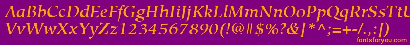 HiroshigeLtMediumItalic Font – Orange Fonts on Purple Background